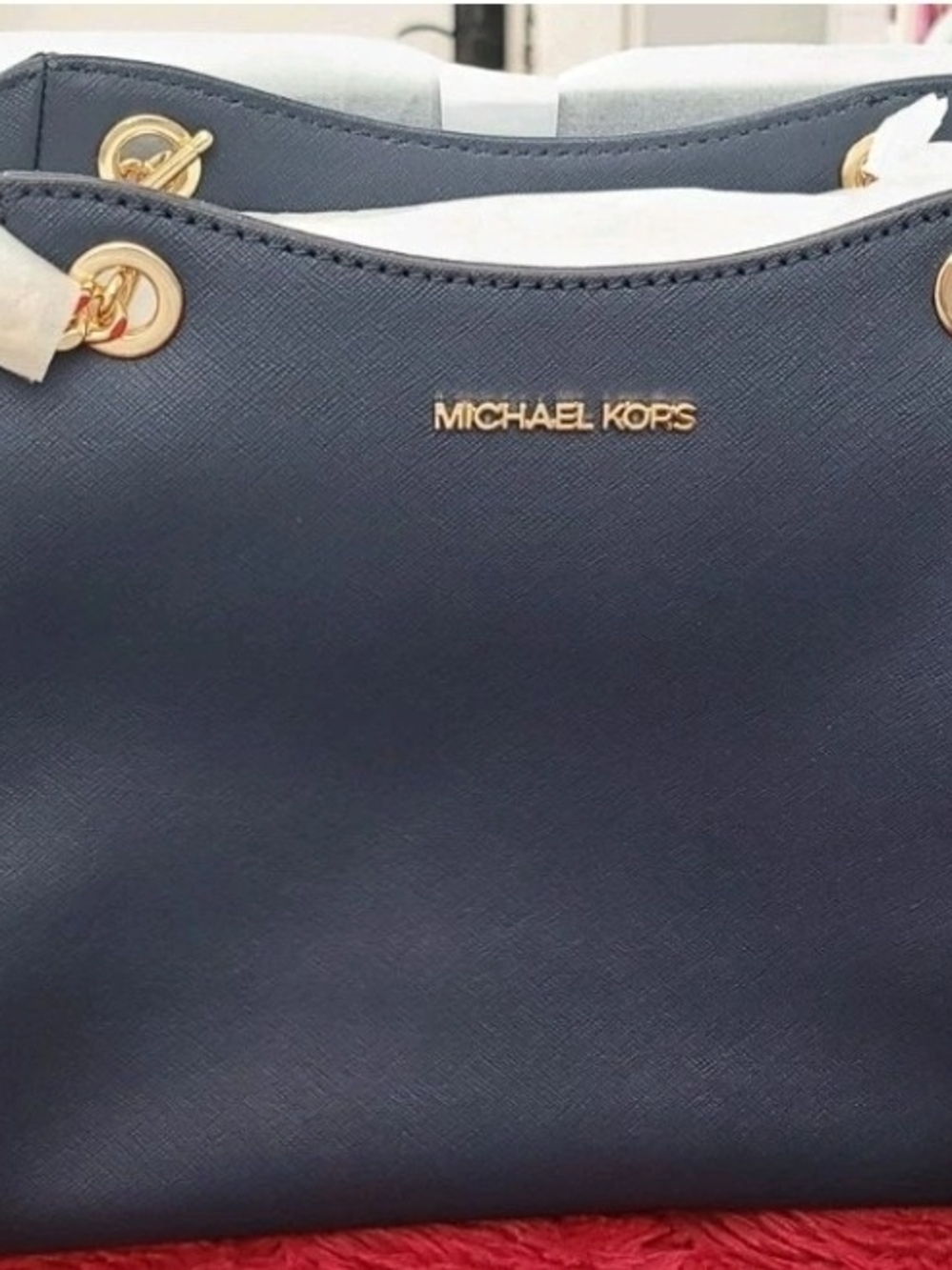 Michael Kors Navy Saffiano Leather Chain-Handle Tote **Authentic** - Picture 2 of 8